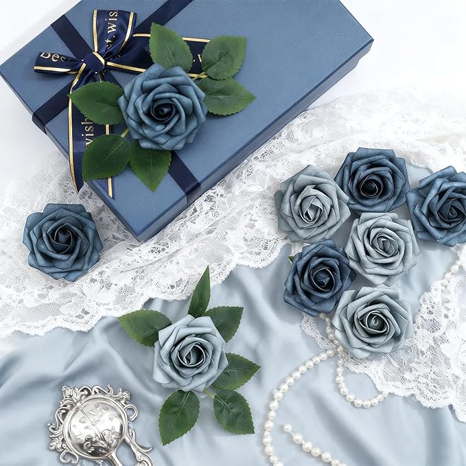 Artificial Flowers Foam Fake Roses 25pcs Series Blue Colors Roses - Image 3