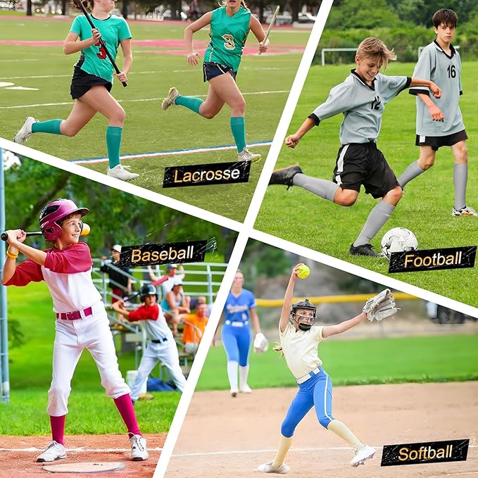 XZQTIVE Baseball Softball Socks and Baseball Softball Belt Combo Set Knee-High Soccer Socks for Kids Youth Adult