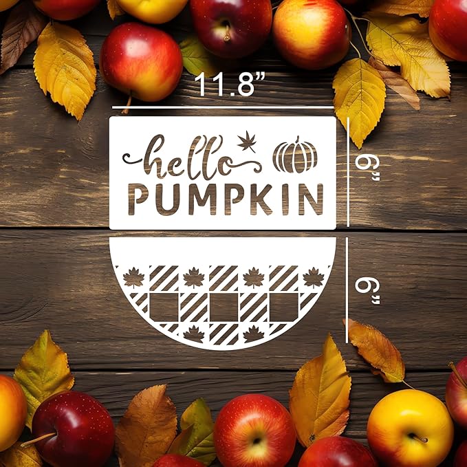 Fall Stencils for Painting on Wood Pumpkin Stencil Fall Leaves Maple Half Round - Image 2
