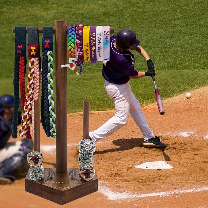 Baseball and Softball Ring Holder for Softball Sports Jewelry,Championship Ring Display Case for Baseball Drip,Jewelry Organizer for Baseball Accessories and Necklace,Sport Bracelet