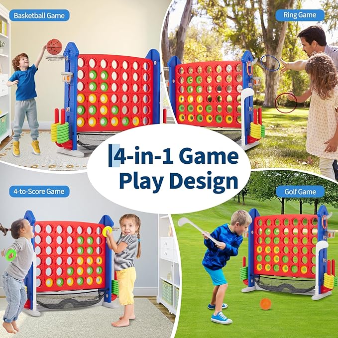 Giant 4 in a Row Game, Adjustable Height Board Jumbo 4-in-a-Row Game - Image 4