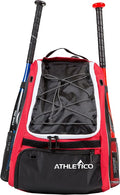 Athletico Baseball Bat Bag - Backpack for Baseball, T-Ball & Softball Equipment & Gear for Youth and Adults | Holds Bat, Helmet, Glove, & Shoes |Shoe Compartment & Fence Hook