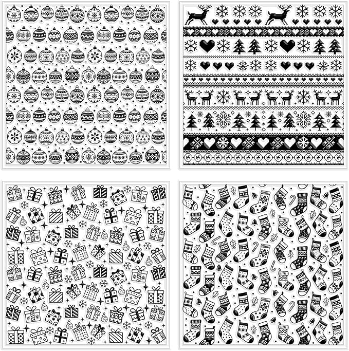 CHGCRAFT 4 Pcs Christmas Polymer Clay Texture Sheets Knitted Patterns Silicone - Image 8