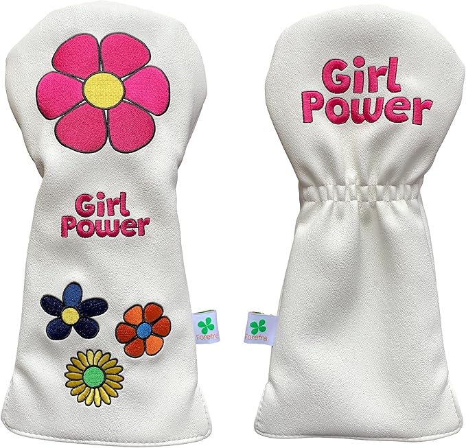 Foretra Driver Headcover Golf Club Covers Blade Mallet Putter Cover Alignment Stick Holder Hybrid Fairway Wood Head Cover Girl Power Novelty Golf Accessories for Most Brands