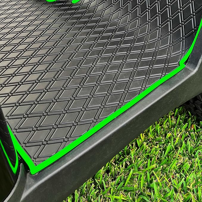 Xtreme MATS Yamaha Compatible Golf Cart Mat, Full Coverage Golf Cart Floor Liner Mat - Compatible with Yamaha Adventurer (2007-2017), G29, YDR, & Drive (Gen1) Models Only - Black with Green Trim