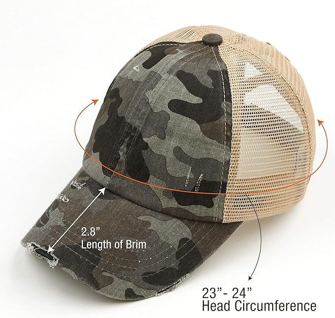C.C Ponycap Messy High Bun Ponytail Adjustable Glitter Mesh Trucker Baseball Cap