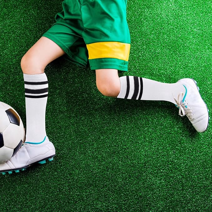 Sarfel Kids Soccer Socks Toddler Soccer Socks Girls Boys Soccer Socks Kids Tube Socks with Stripes Toddler Knee High Socks