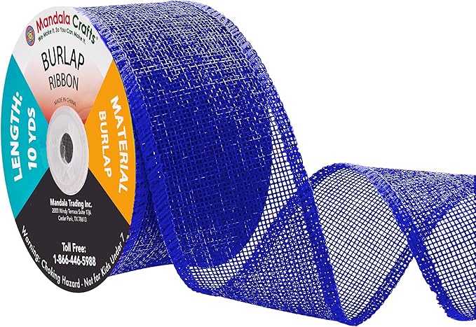 Mandala Crafts Royal Blue Burlap Ribbon 2 Inches Wide Jute Ribbons by MandalaCrafts