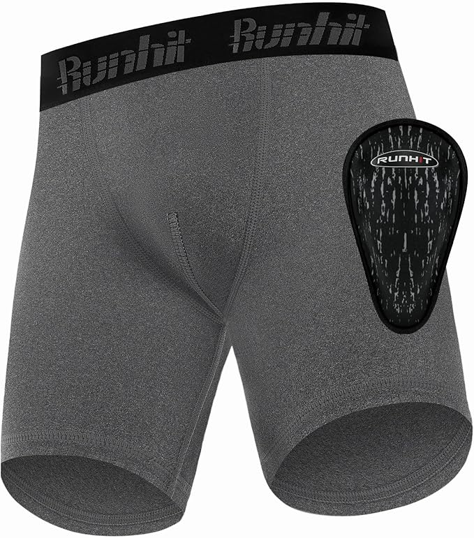 Runhit Boys Cup Underwear for Baseball Football, Youth Compression Shorts with Soft Protective Athletic Cup Boxer Brief