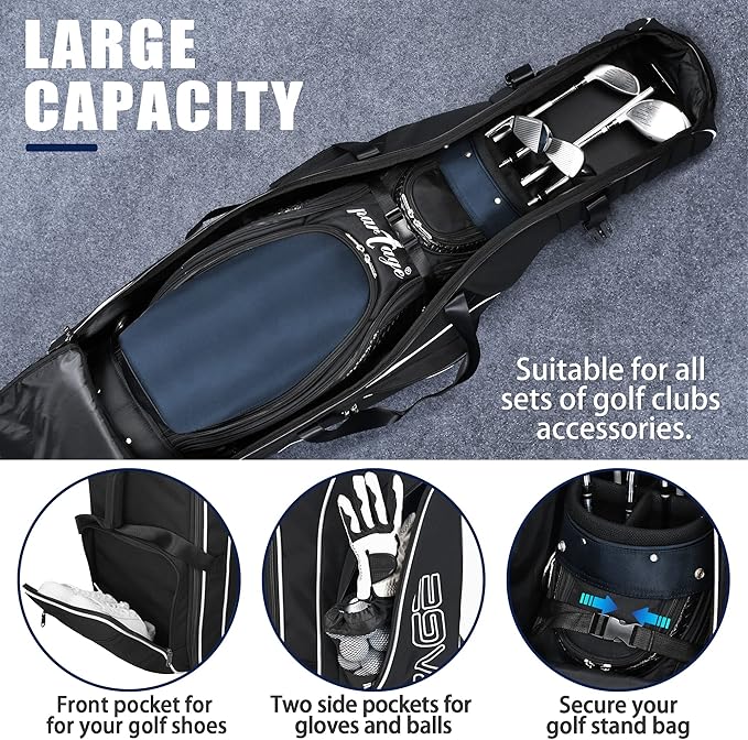 Partage Golf-Reisetasche mit Rollen, Golf-Reisetasche fr Fluggesellschaften, 900D strapazierfhiges Oxford-Gewebe, Schwarz
