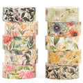 10 Rolls Blooming Flowers Washi Tape Set Floral Arts Adhesive Tapes Colorful by Songdao