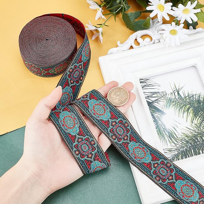 PH PandaHall 7 Yards Jacquard Ribbon, 1.3 Inch Vintage Sewing Emobridered Woven - Image 6