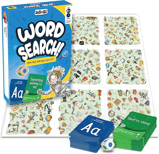 Fun Spot The Word Card Game, for Boys and Girls Who Love Educational Toys and by AndyandAlex