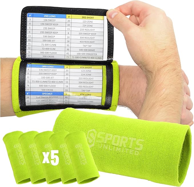 Sports Unlimited Youth Triple Wrist Coach, Football Wristbands for Plays, Baseball Wristbands, QB Arm Bands