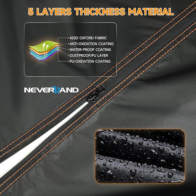 NEVERLAND Golf Cart Cover 2 Passenger, Heavy Duty 420D Golf Cart Covers, Waterproof Club Car Golf Cart Cover with Zipper Doors Compatible with EZGO Yamaha Club Car 2 Seat (Up to 95 Inch)