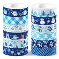 12 Pcs Christmas Washi Tape Blue Snowflake Print Masking Tape Frozen Pattern by Unknown