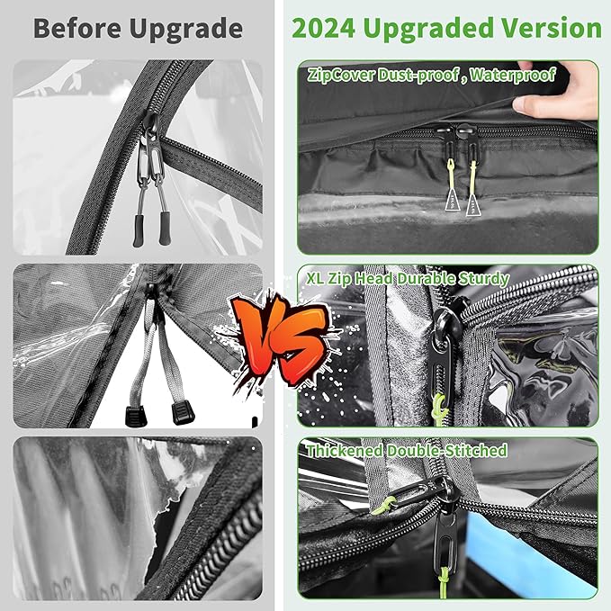 10L0L Upgrade 4 Passengers Golf Cart Enclosure for Club Car Precedent - Short Roof Deluxe 600D Enhanced Waterproof Windproof Transparent Golf Cart Driving Rain Cover with 4 Heavy Duty Zippers