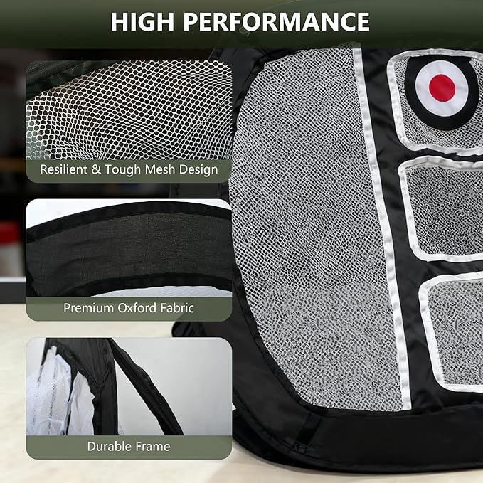 Pop-Up Golf Chipping Net Set with Mat & 8 Practice Balls- Professional Golf Chipping Practice Ideal for Indoor and Outdoor Training- - Gifts for Men, Golfers, Teenage Boys and Beginners