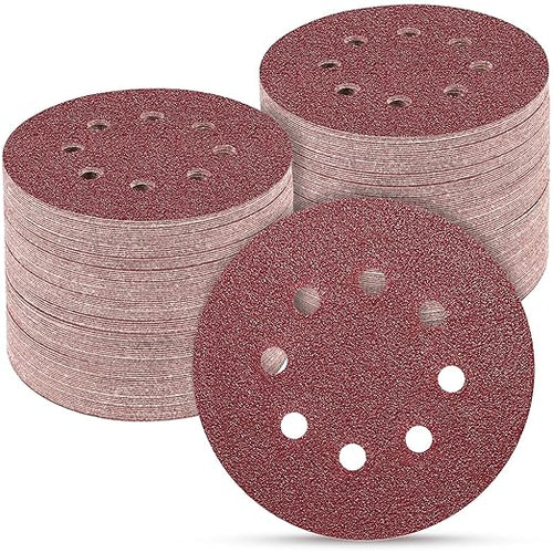 100 PCS 5 Inch Sanding Discs 60 Grit, Round Hook and Loop Sandpaper by POTUINOM