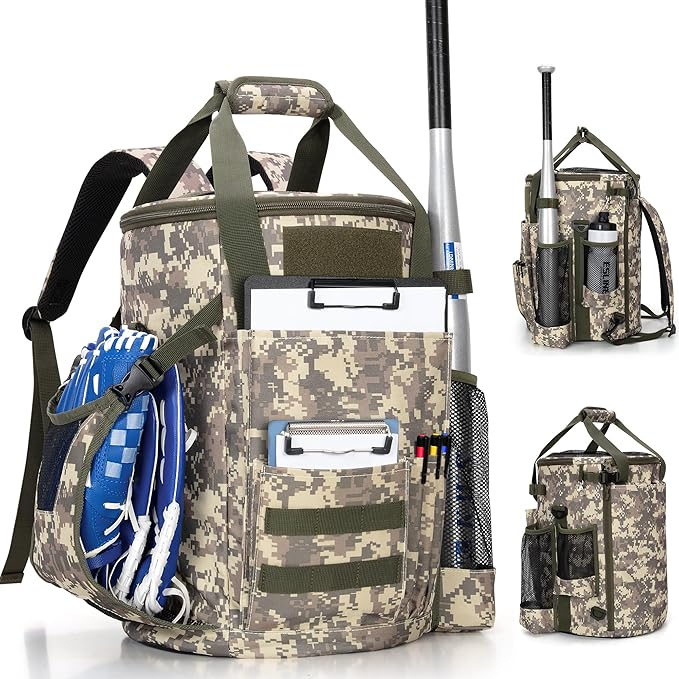 Smasrob Baseball Coaches Bag Fits 6 Gallon Ball Bucket, Baseball Bucket Bag with Backpack and Shoulder Straps