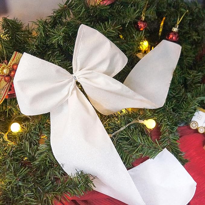 CT CRAFT LLC Glitter Wired Ribbon 4" x 10 Yards White - Image 6