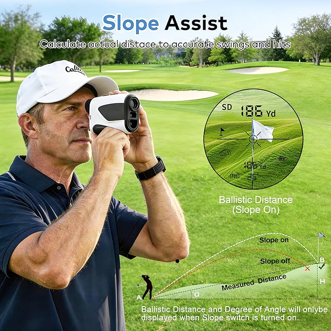 1200 Yards Range Finder Golf with Slope, 7X Magnification Range Finder, Lightweight Portable Rechargeable Rangefinder, Flag Lock Vibration, Switch for Legal, Range Finders for Golf Accessories