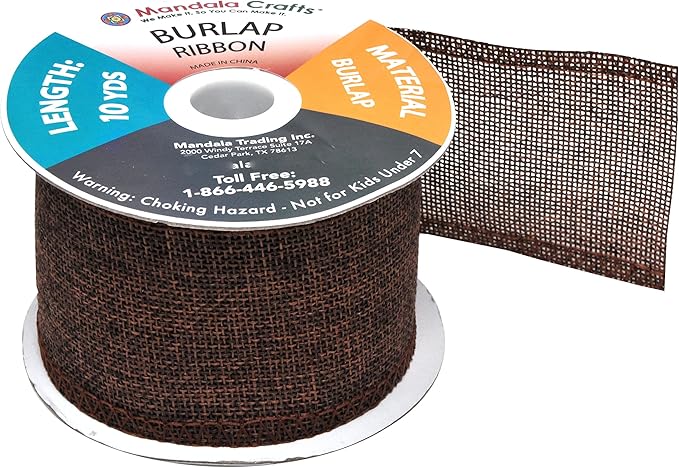 Mandala Crafts Brown Burlap Ribbon 2.5 Inches Wide Jute Ribbons - Image 2