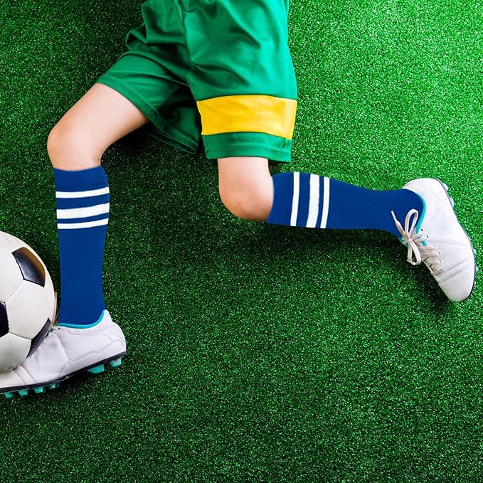 Sarfel Kids Soccer Socks Toddler Soccer Socks Girls Boys Soccer Socks Kids Tube Socks with Stripes Toddler Knee High Socks