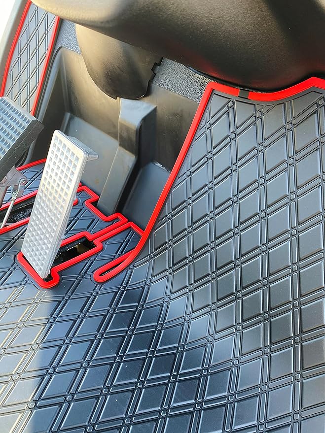 Xtreme MATS Yamaha Compatible Golf Cart Mat, Full Coverage Golf Cart Floor Liner Mat - Compatible with Yamaha Adventurer (2007-2017), G29, YDR, & Drive (Gen1) Models Only - Black with Red Trim