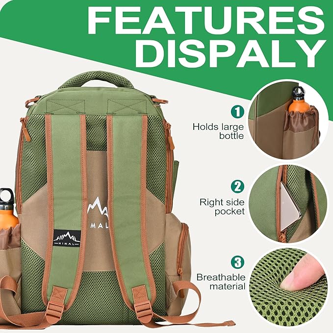 HIMAL HIMAL Disc Golf Bag Holds 22+ Discs, Durable Disc Golf Backpack with Large Capacity, and Multiple Storage Pockets