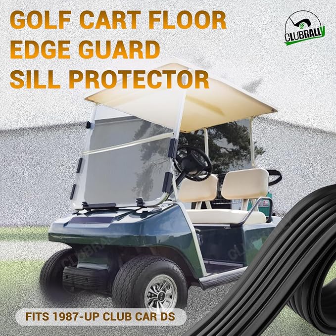 Golf Cart Floor Edge Guard Sill Protector, 2 PCS Anti-Collision Rubber Side Bumper Trim for Club Car DS 1987-Up, OEM#1013983/101347501（42.5" L×2.6" W）