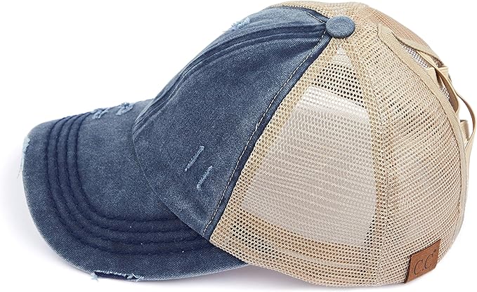 C.C Ponycap Messy High Bun Ponytail Adjustable Glitter Mesh Trucker Baseball Cap