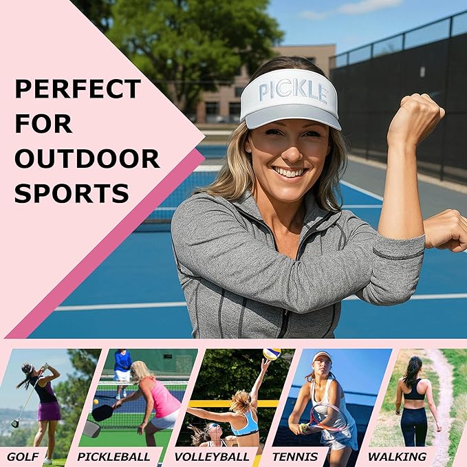 Funky Junque Women's UV 50 Adjustable Sun Visor - Golf Tennis Pickleball - Sports Themes Solid Colors Easter Pastels