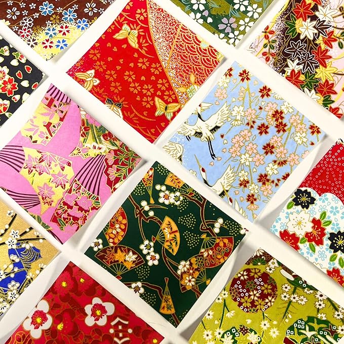 50 Origami Paper Yuzen Washi Paper Different Patterns Japanese Print 3x3 inches - Image 3