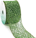 CT CRAFT LLC Sparkling Glitter Mesh Wired Ribbon 2.5" x 10 Yards Green by CTCRAFTLLC