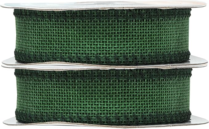 Mandala Crafts Green Burlap Ribbon 1 Inch Wide Jute Ribbons - Image 2