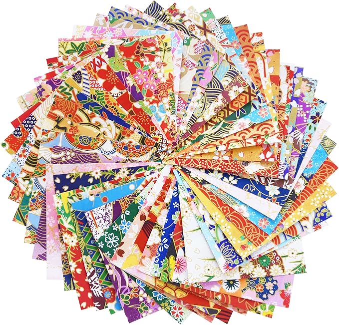 50 Origami Paper Yuzen Washi Paper Different Patterns Japanese Print 3x3 inches by Origamipolly