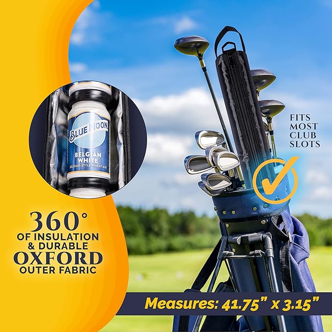 9 Can Insulated Golf Beer Sleeve with 7 Ice Pack Coolers - 8mm Thick Insulation Keeps Drinks Cold and Leak Proof Zipper – Customer-Favorite Golfing Gifts & Golf Bag Accessories