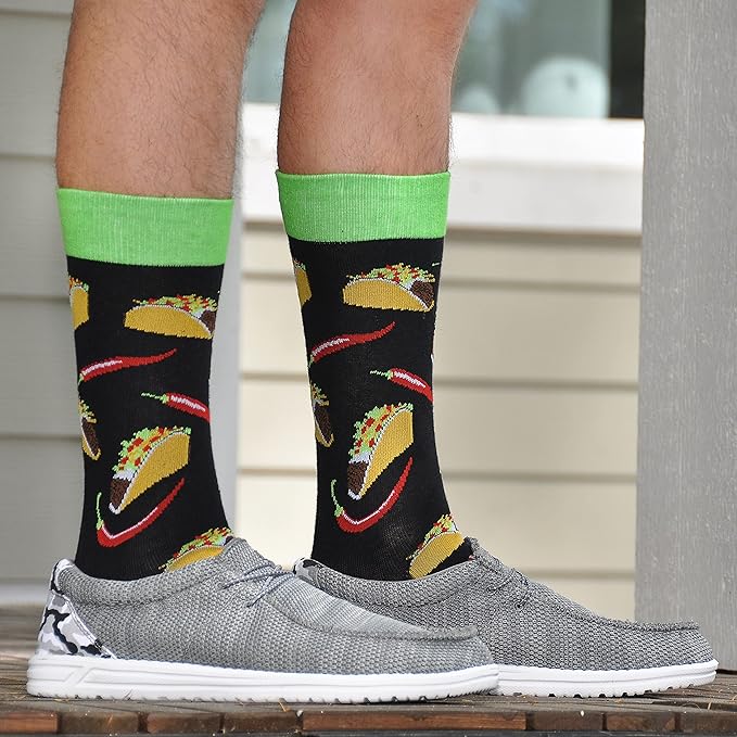 Cavertin Men's Funny Socks Hunting Fishing Football Baseball Gaming Golf Taco Pizza Bacon Christmas Gift for Men