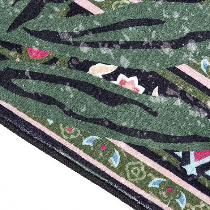 Oriental Tropical Kitchen Runner Rug 2x5 Washable, Thin Stain Resistant Black - Image 5