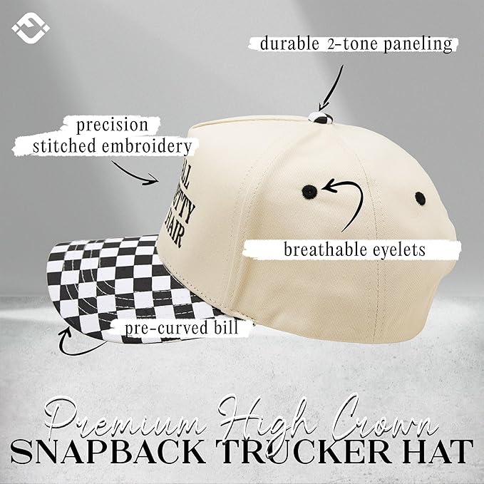 Funky Junque Trucker Hat Women Men 2-Tone Baseball Cap – Vintage Western Style Embroidered Snapback, Premium Cotton Blend