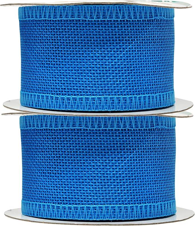 Mandala Crafts Sky Blue Burlap Ribbon 2 Inches Wide Jute Ribbons - Image 2