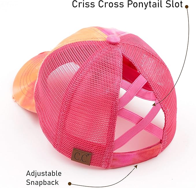 C.C Ponycap Messy High Bun Ponytail Adjustable Glitter Mesh Trucker Baseball Cap