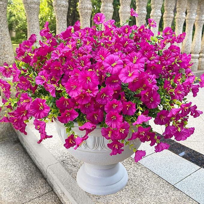 Artificial Flowers for Outdoors Spring Summer Decoration, 16 Bundles Fake Silk by Unknown