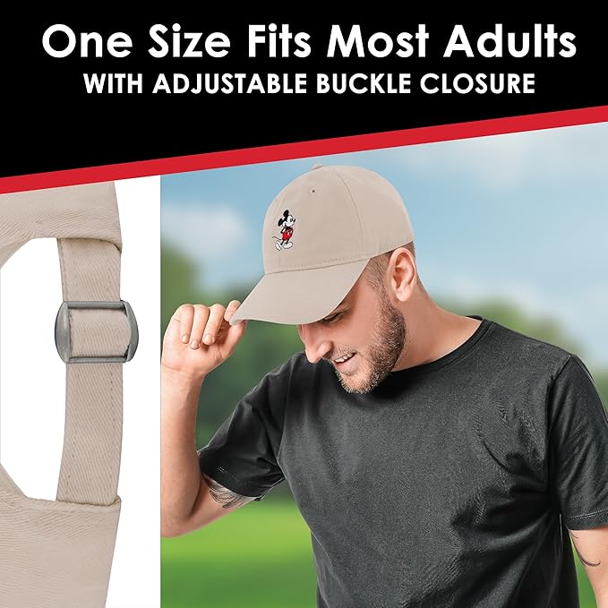 Disney Mickey Mouse Embroidered Cotton Adjustable Dad Hat with Curved Brim