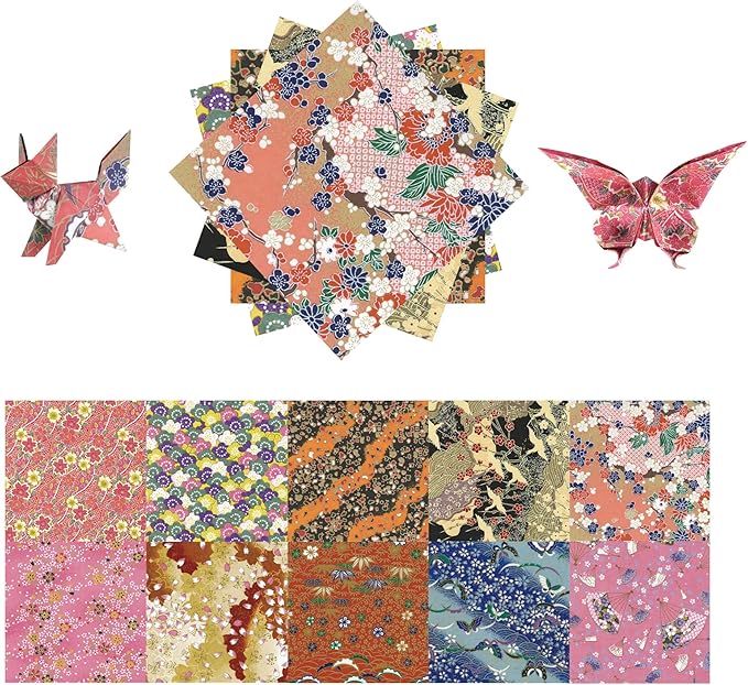Origami Paper Kit 50 Sheets 6 Inch Square Double Sided Color 10 Vivid Sakura by Bestartsuppliesforyou