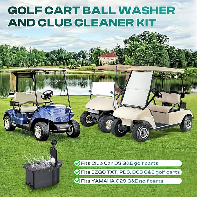 DRIVE UP Golf Cart Ball Washer and Club Cleaner Kit, Golf Ball Cleaner and Golf Club Washer, Suitable for Club Car DS, Yamaha G29, EZGO TXT PDS DCS Gas and Electric Golf Carts, OEM 603836