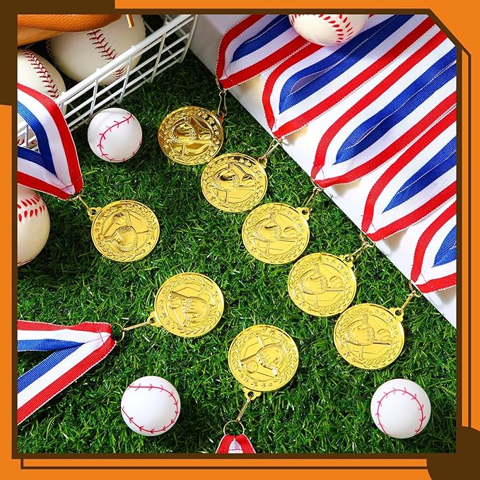 Misdary 12 Pack Medals with Neck Ribbons Team Participation Trophies for Kids Sports Awards Party Favors for Sports Competitions Celebration Gift