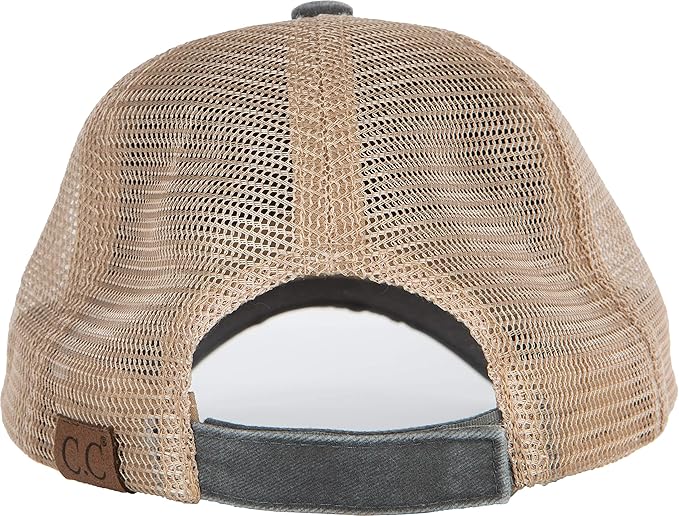 Funky Junque Trucker Hat for Women – Distressed Low Profile Western Camo Baseball Cap with Mesh, Trendy and Adjustable Fit