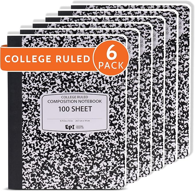 EPI Marble Hardcover College Ruled Composition Notebook | 200 Pages, 9.75 x 7.5 by EPI